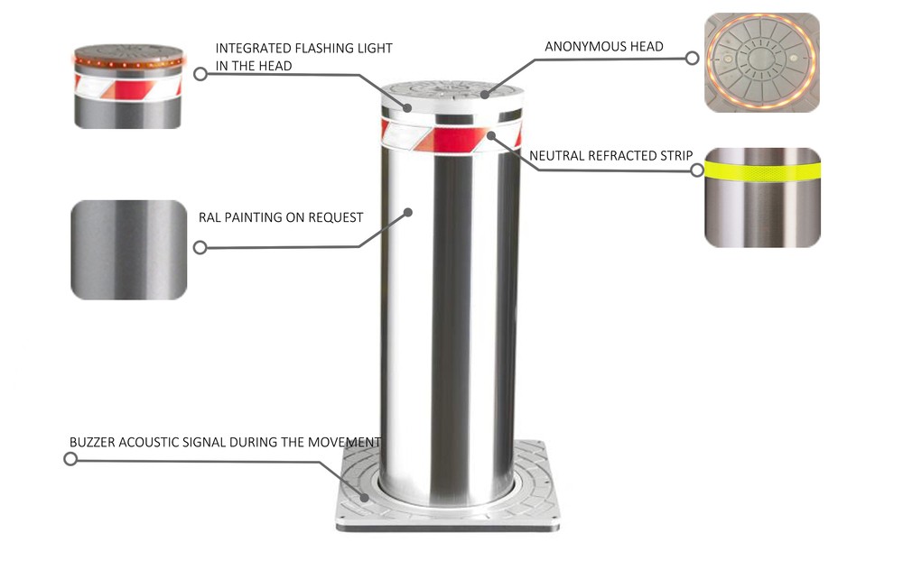 สแตนเลส bollard อัตโนมัติไฮดรอลิ